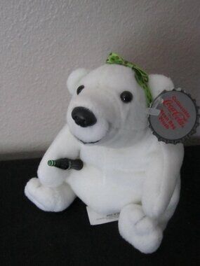Coca-Cola 1997 Polar Bear with Green Polka Dot Bow